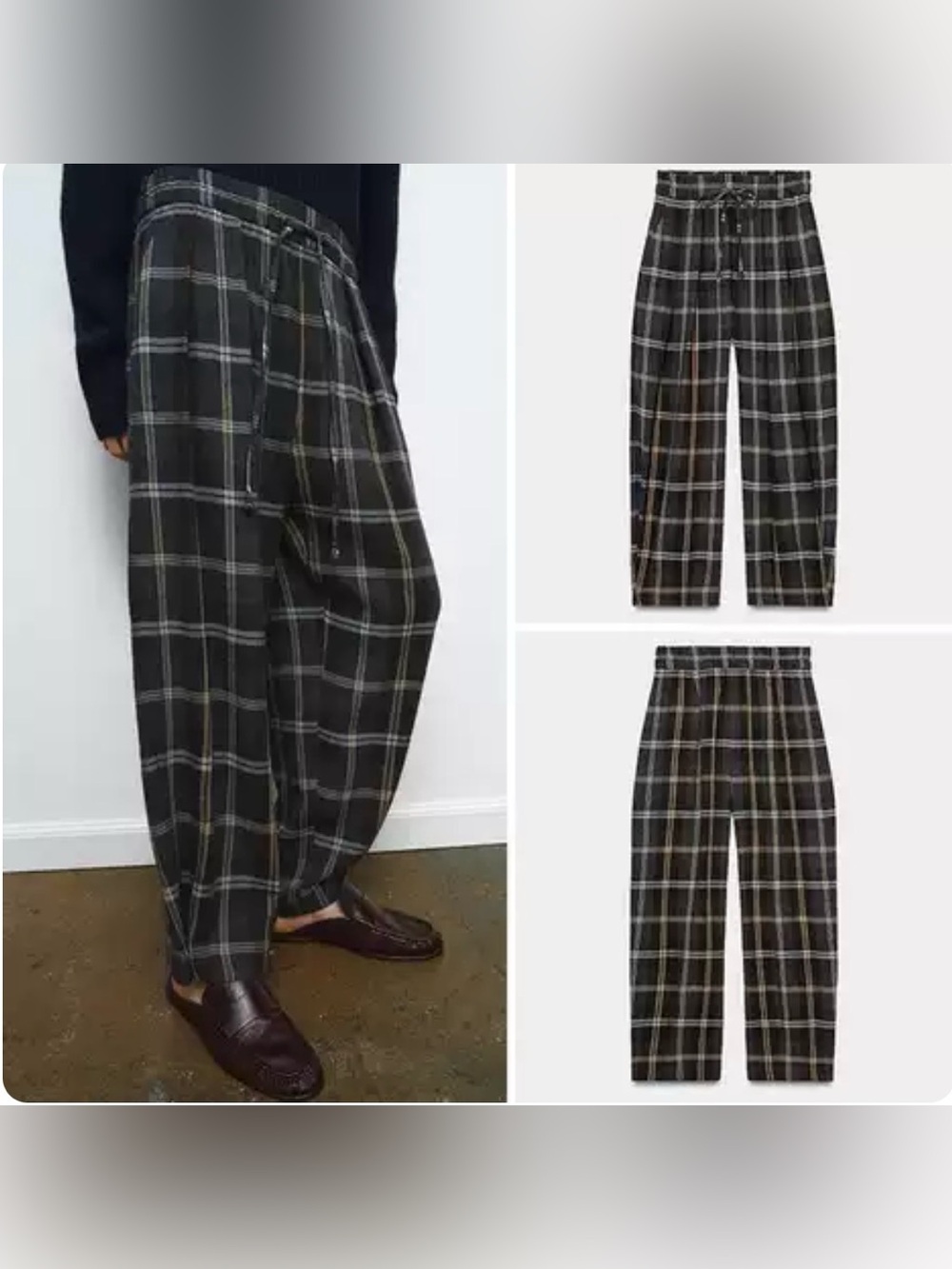 NWT Zara ZW Collection Plaid Pants